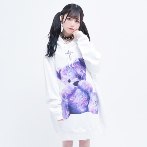 【TRAVAS TOKYO】FURRY BEARプルオーバーパーカー【White】